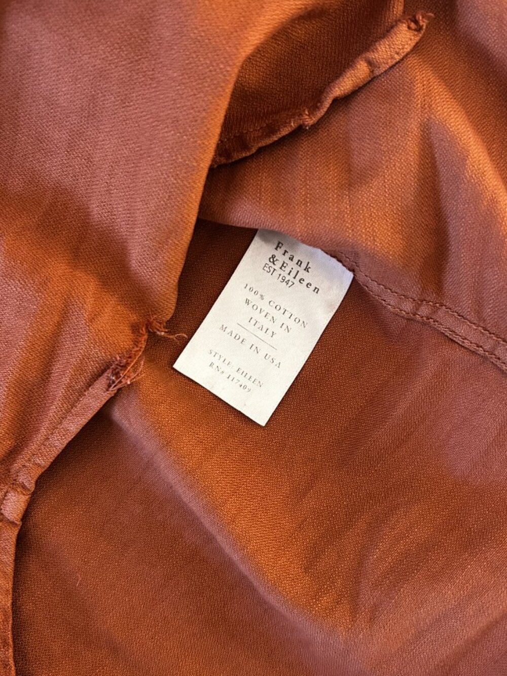 Frank & Eileen "Eileen" Famous Denim Shirt in Rust - Picture 5 of 5